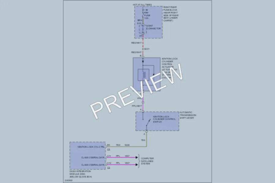 2005 Cadillac SRX Shift Interlock wiring diagram preview
