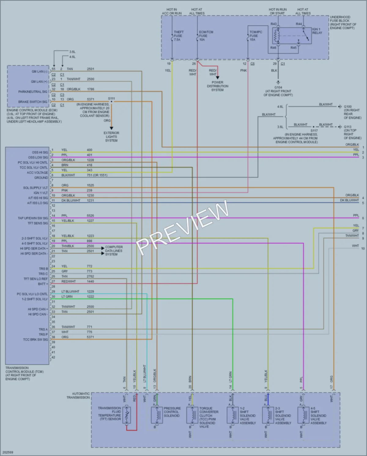 2005 Cadillac SRX Transmission wiring diagram preview