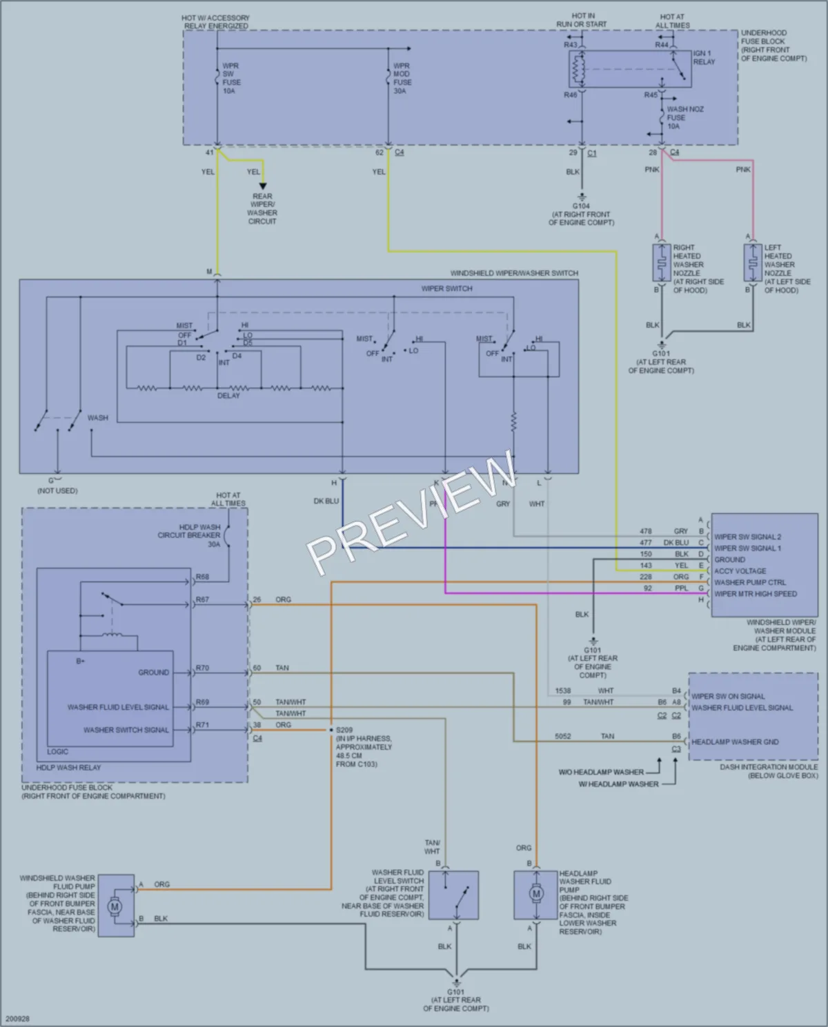 2005 Cadillac SRX Wiper Washer wiring diagram preview
