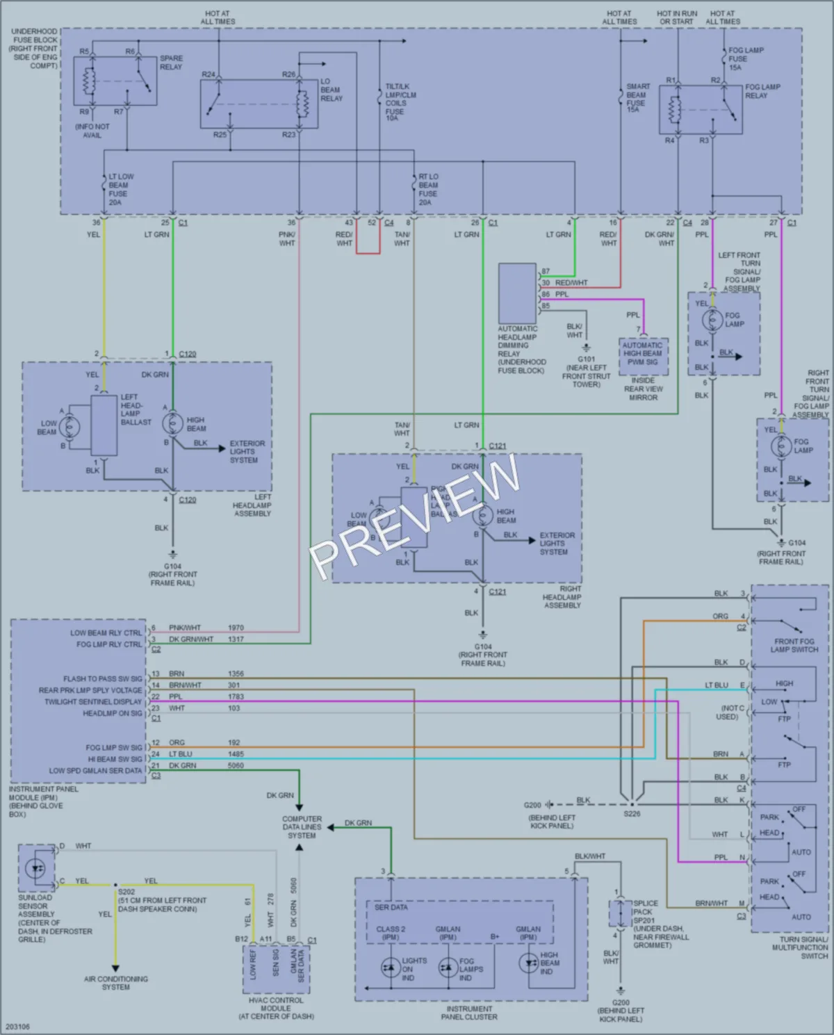 2005 Cadillac STS Headlights wiring diagram preview