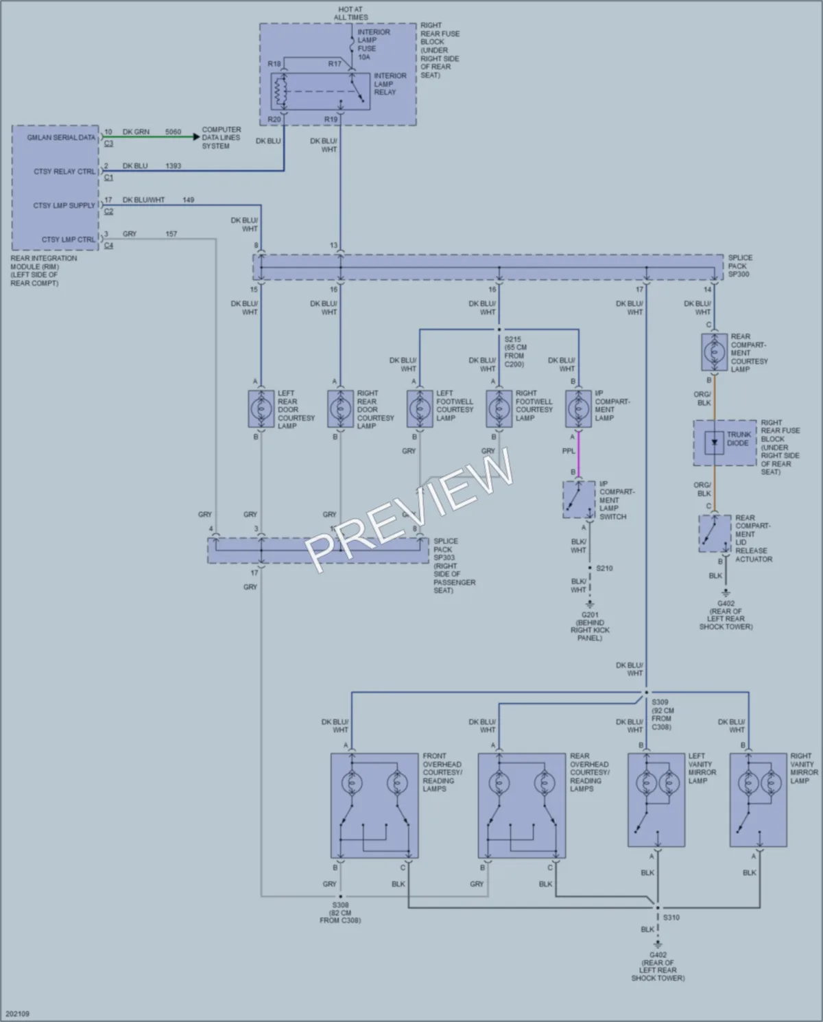 2005 Cadillac STS Interior Lights wiring diagram preview