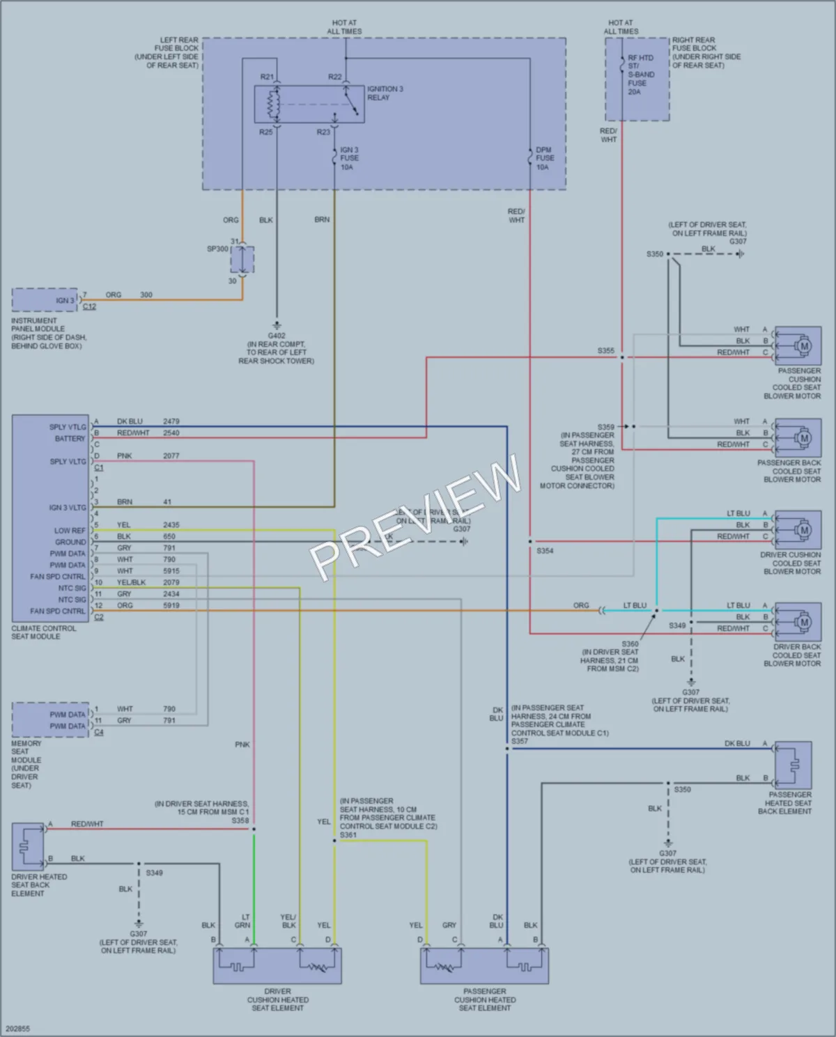 2005 Cadillac STS Power Seats wiring diagram preview