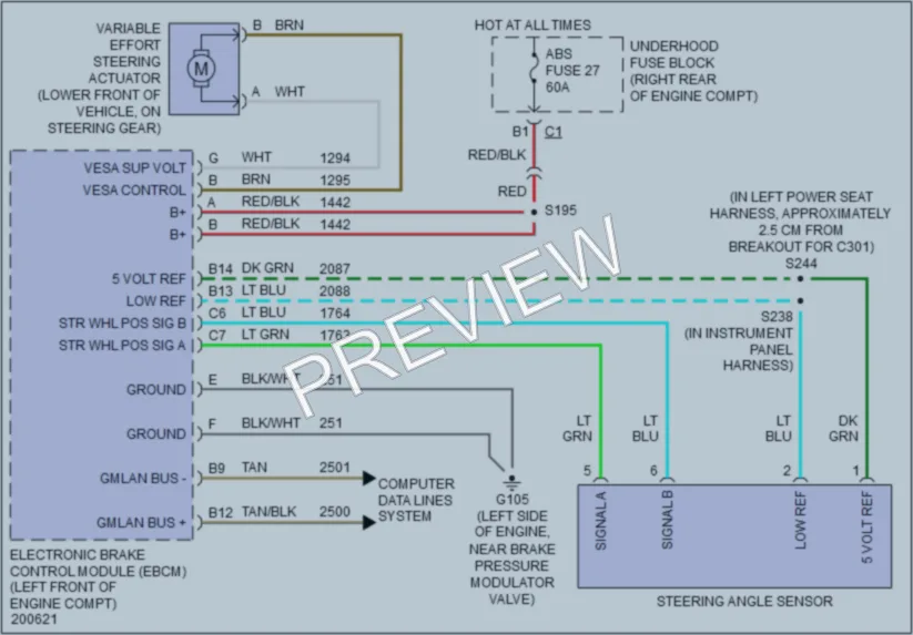 2005 Cadillac XLR Electronic Power Steering wiring diagram preview
