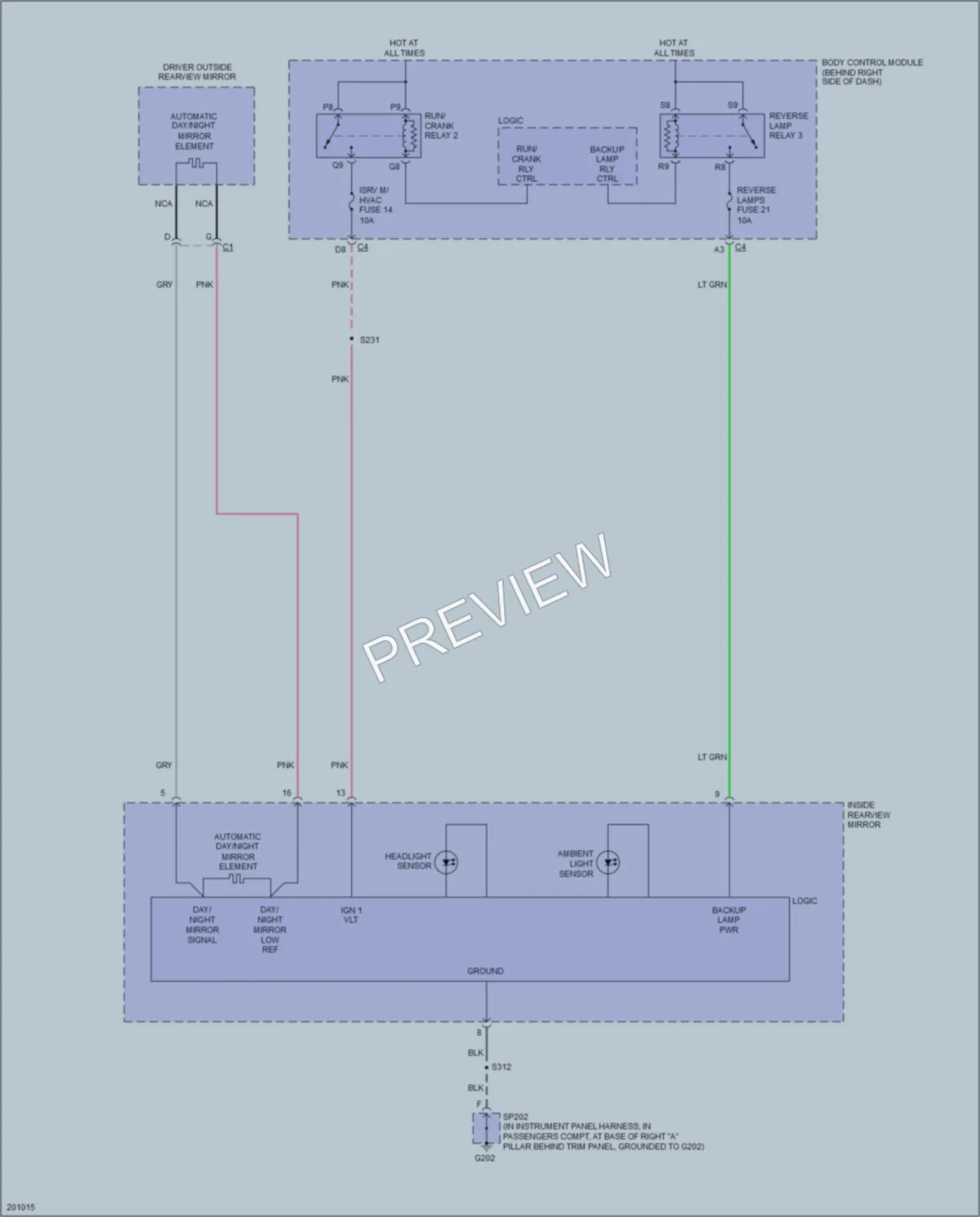 2005 Cadillac XLR Power Mirrors wiring diagram preview