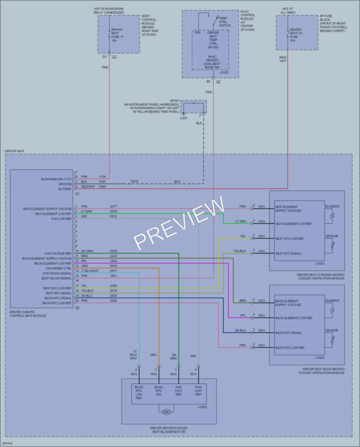 2005 Cadillac XLR Power Seats wiring diagram preview