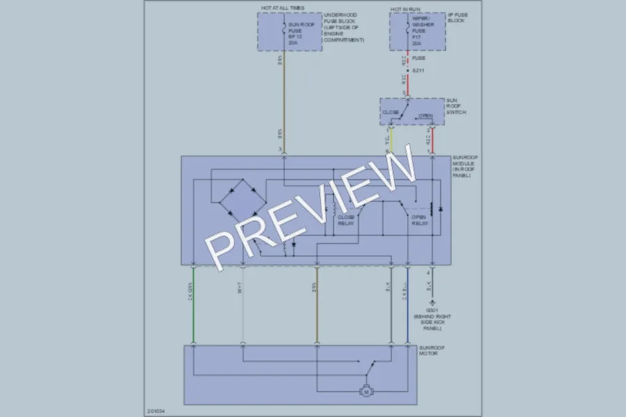 2005 Chevrolet Aveo5 Power Top Sunroof wiring diagram preview
