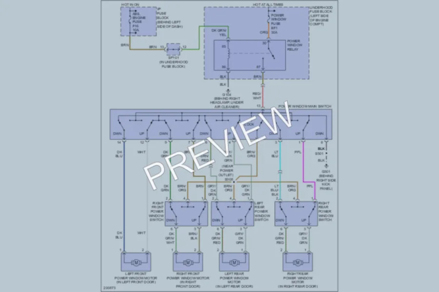 2005 Chevrolet Aveo5 Power Windows wiring diagram preview