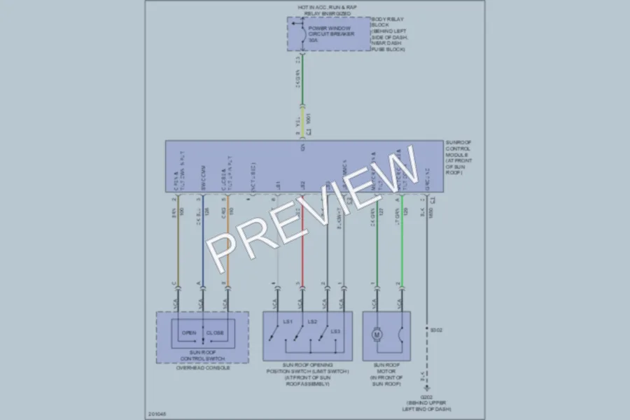 2005 Chevrolet Blazer Power Top Sunroof wiring diagram preview