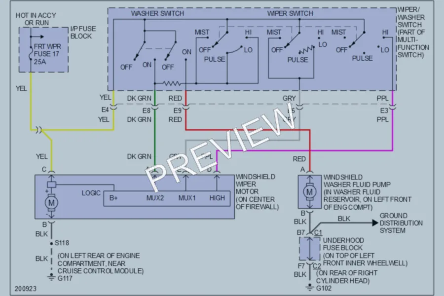 2005 Chevrolet Blazer Wiper Washer wiring diagram preview