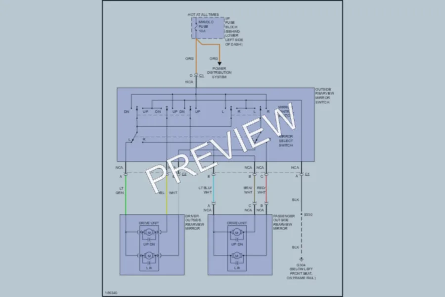 2005 Chevrolet Cavalier Power Mirrors wiring diagram preview