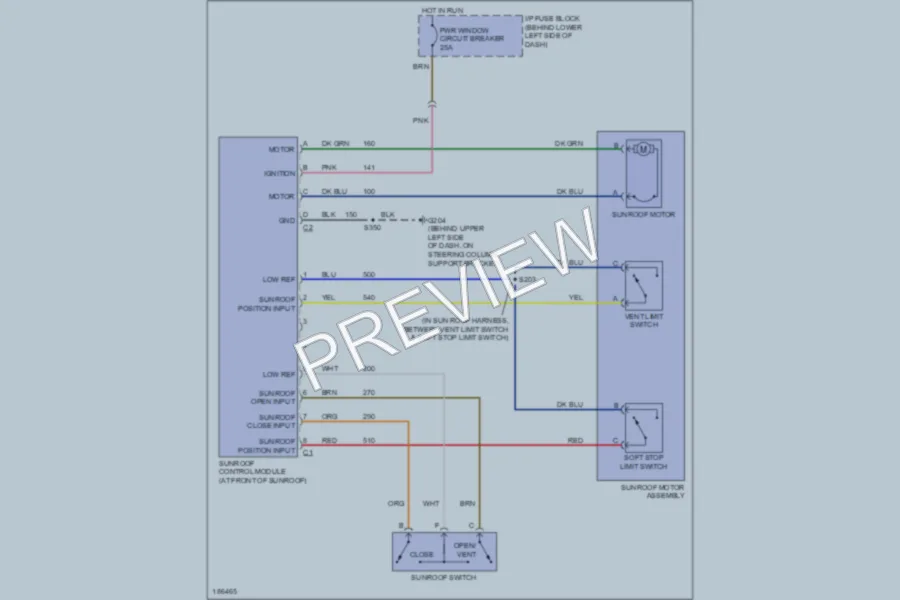2005 Chevrolet Cavalier Power Top Sunroof wiring diagram preview