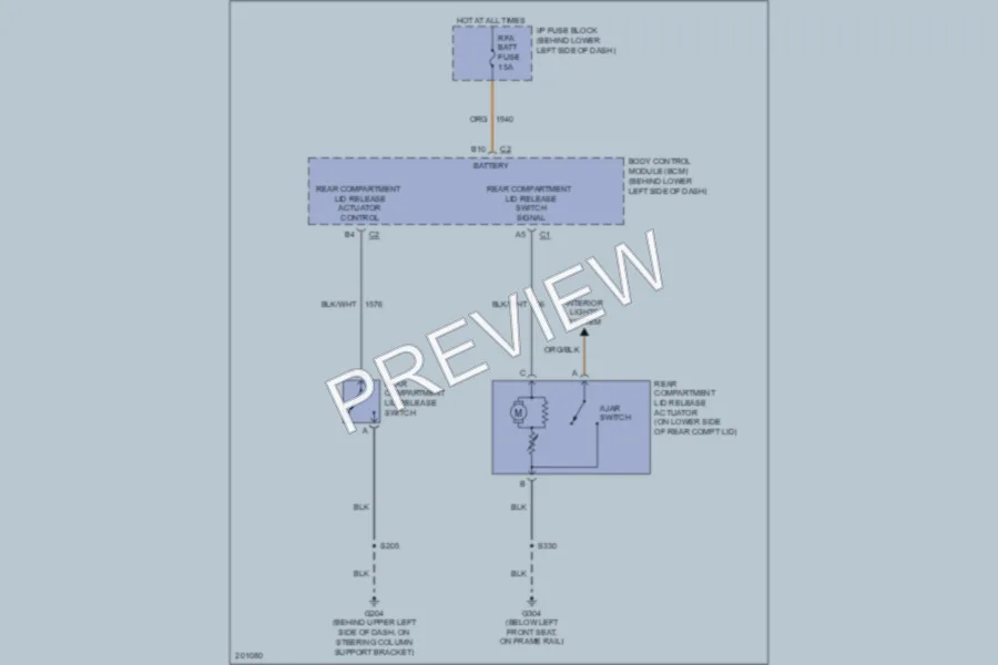 2005 Chevrolet Cavalier Trunk Tailgate Fuel Door wiring diagram preview