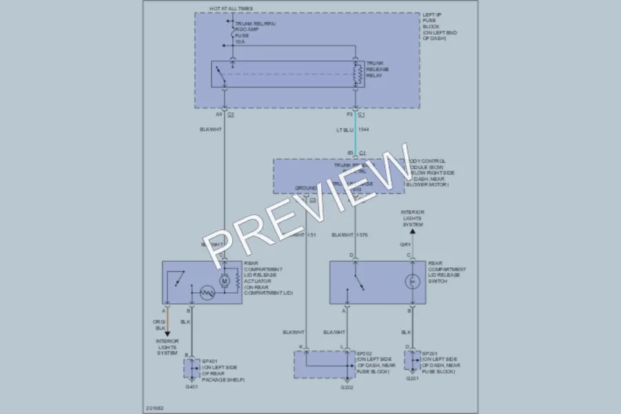 2005 Chevrolet Classic Trunk Tailgate Fuel Door wiring diagram preview