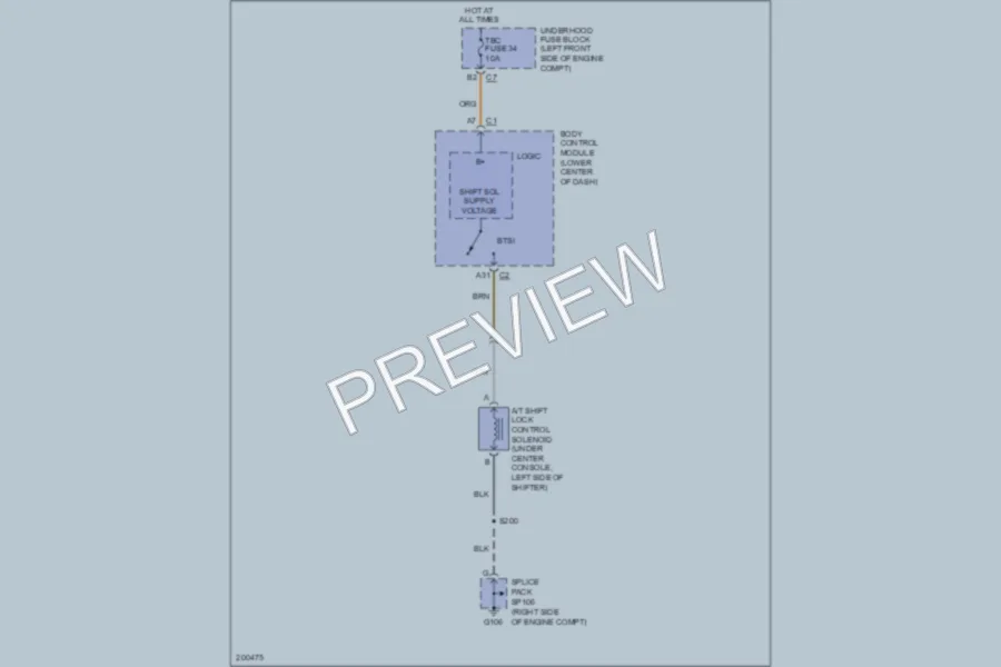 2005 Chevrolet Colorado Shift Interlock wiring diagram preview