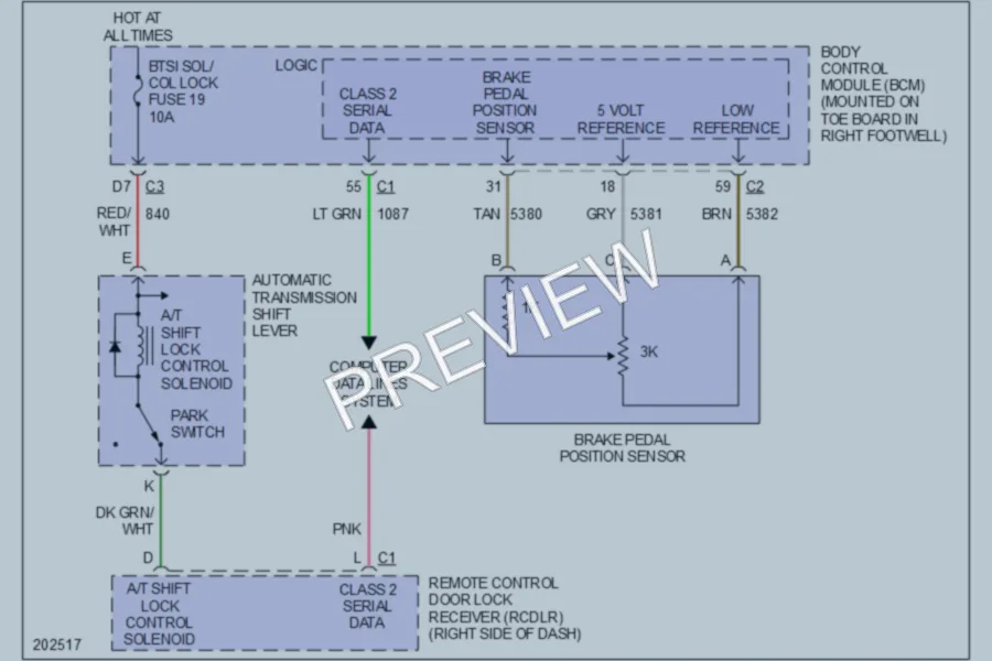 2005 Chevrolet Corvette Shift Interlock wiring diagram preview