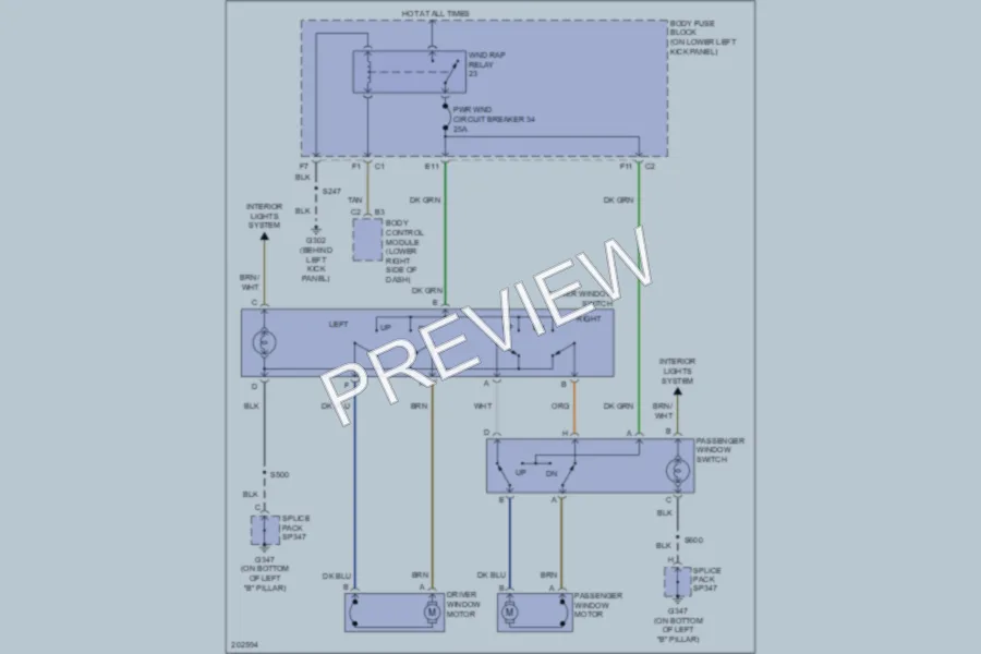 2005 Chevrolet G3500 Power Windows wiring diagram preview