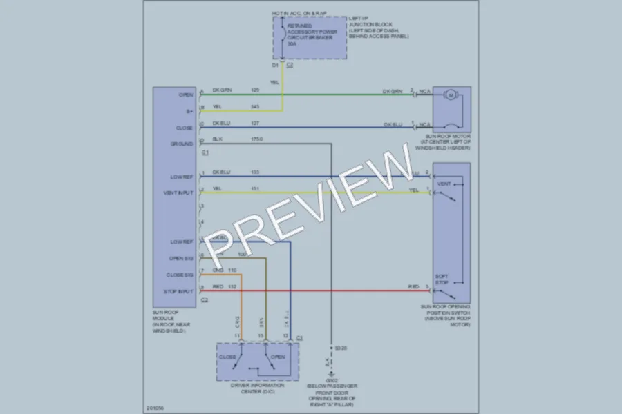 2005 Chevrolet Impala Power Top Sunroof wiring diagram preview