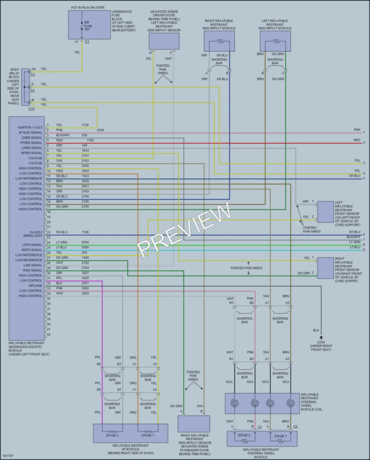 2005 Chevrolet K1500Avalanche Supplemental Restraints wiring diagram preview