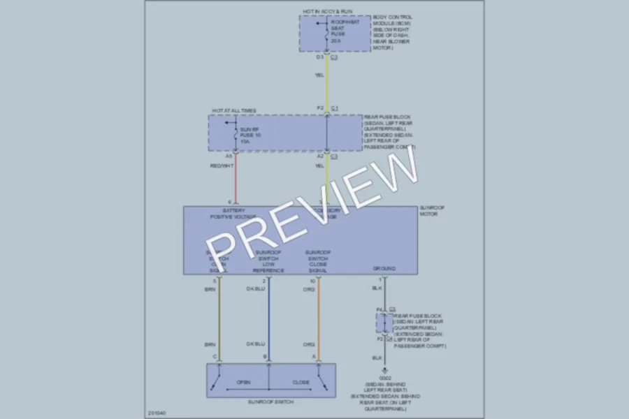 2005 Chevrolet Malibu Power Top Sunroof wiring diagram preview