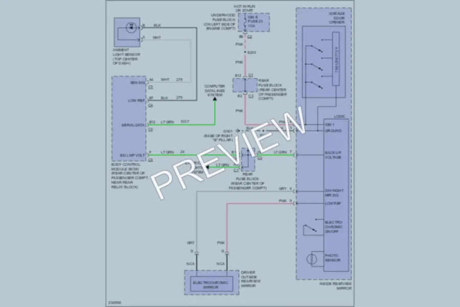 2005 Chevrolet SSR Power Mirrors wiring diagram preview