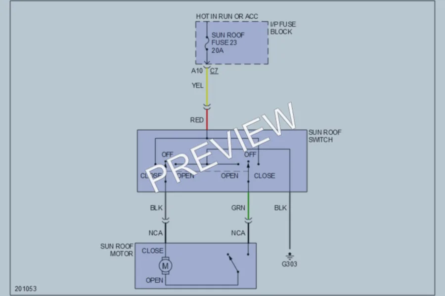 2005 Chevrolet Venture Power Top Sunroof wiring diagram preview