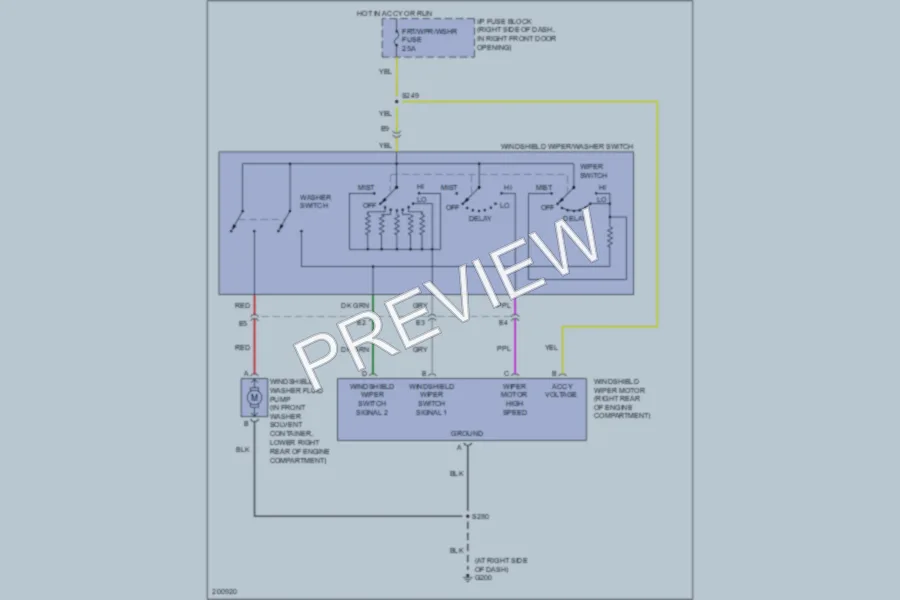 2005 Chevrolet Venture Wiper Washer wiring diagram preview