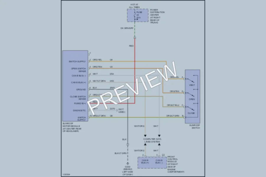 2005 Chrysler 300 Power Top Sunroof wiring diagram preview