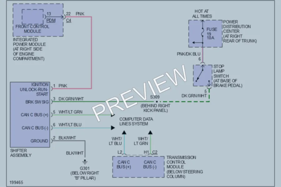 2005 Chrysler 300 Shift Interlock wiring diagram preview