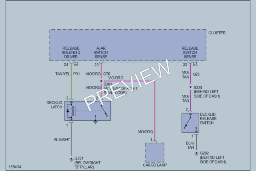 2005 Chrysler 300 Trunk Tailgate Fuel Door wiring diagram preview