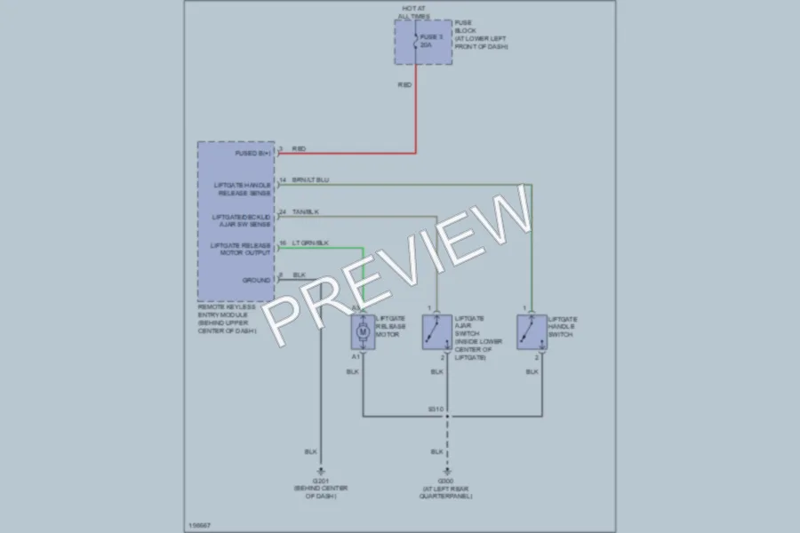 2005 Chrysler PTCruiser Trunk Tailgate Fuel Door wiring diagram preview