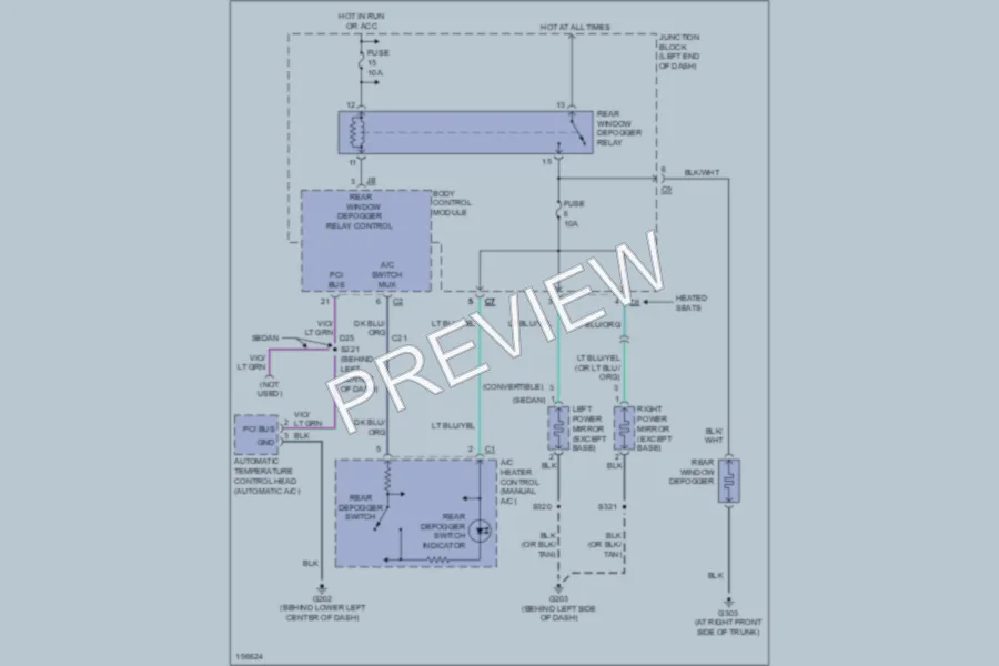 2005 Chrysler 2D Convertible Defoggers wiring diagram preview