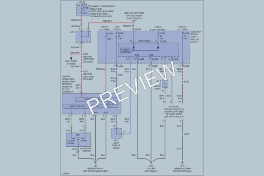 2005 Chrysler 2D Coupe Power Top Sunroof wiring diagram preview