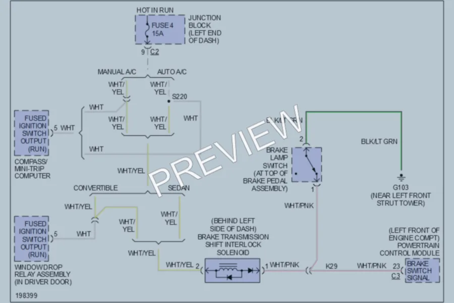 2005 Chrysler 4D Sedan Shift Interlock wiring diagram preview