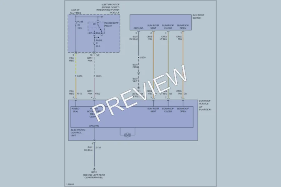 2005 Dodge GrandCaravan Power Top Sunroof wiring diagram preview