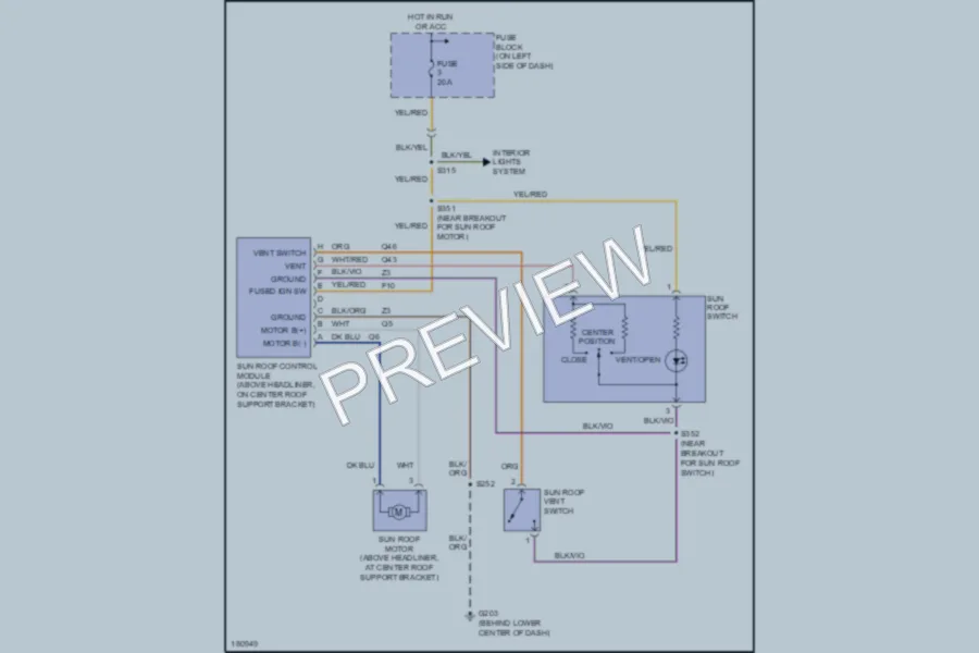 2005 Dodge Neon Power Top Sunroof wiring diagram preview