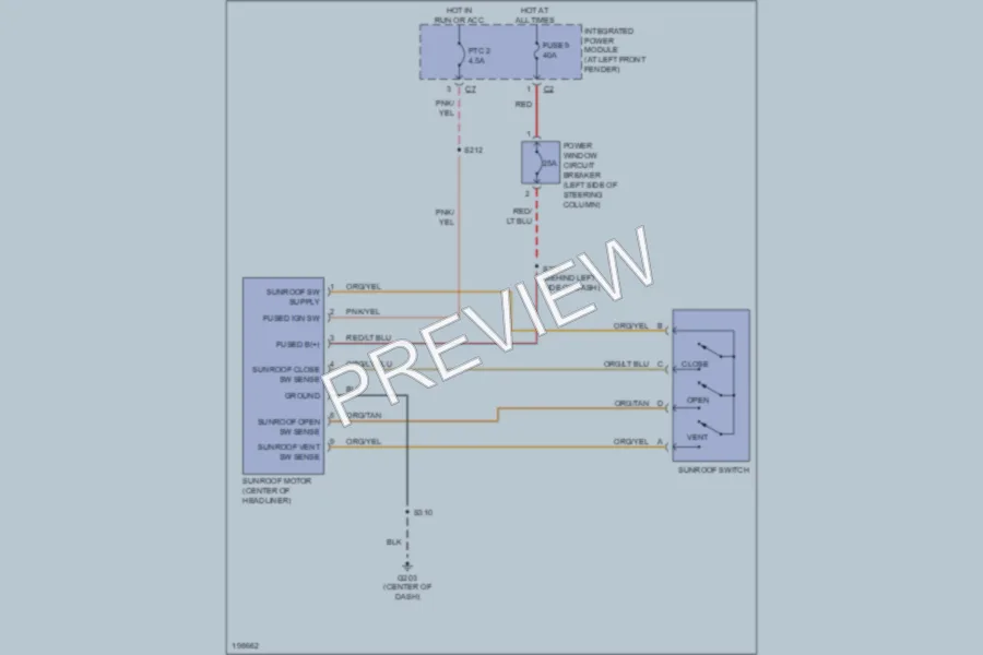 2005 Dodge R1500 Power Top Sunroof wiring diagram preview