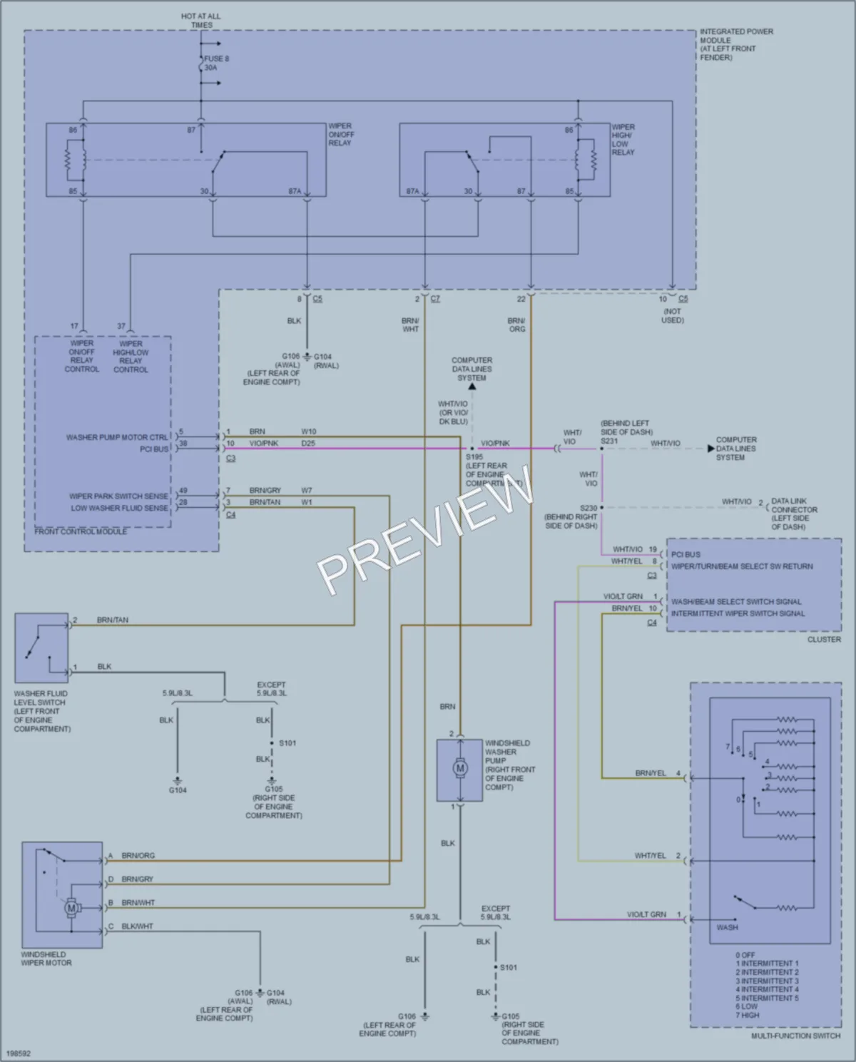 2005 Dodge R2500 Wiper Washer wiring diagram preview