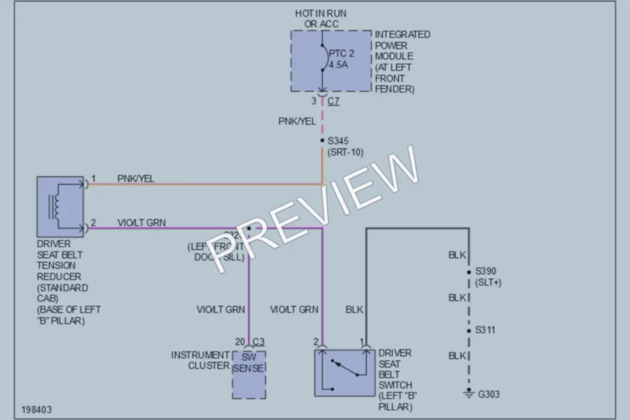 2005 Dodge R1500 Passive Restraints wiring diagram preview
