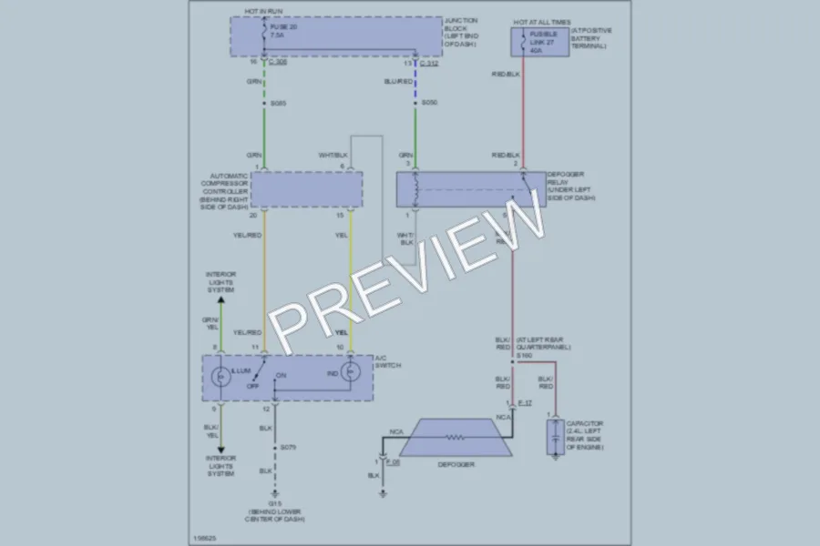 2005 Dodge 2D Coupe Defoggers wiring diagram preview