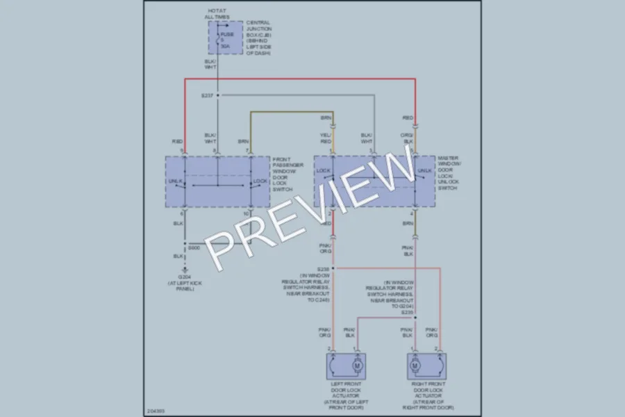 2005 Ford E150 Power Door Locks wiring diagram preview