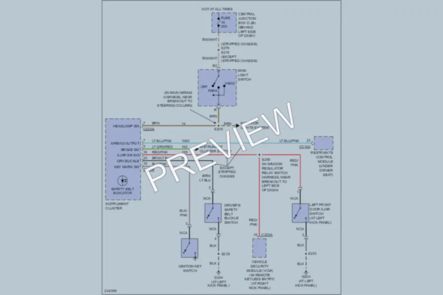 2005 Ford E350 Super Duty Warning Systems wiring diagram preview