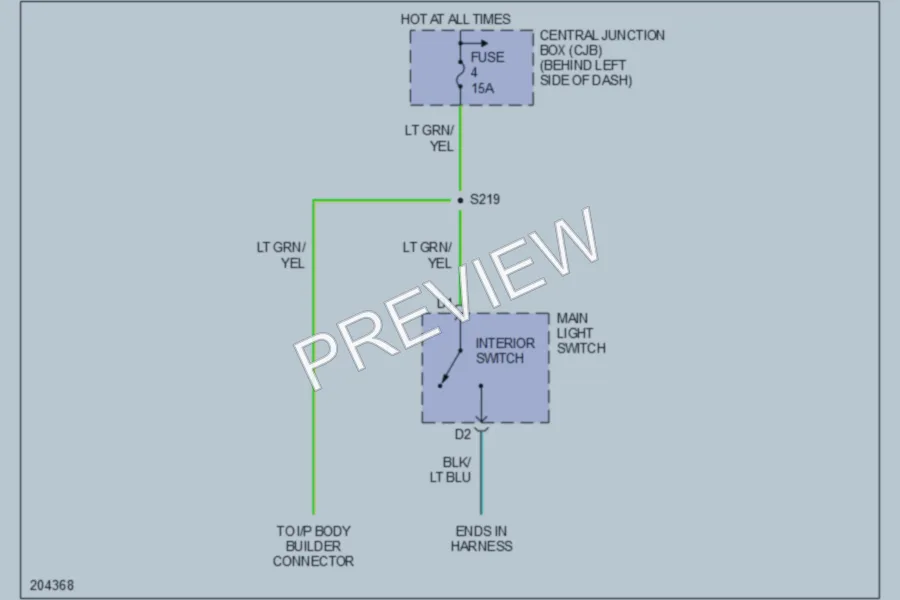 2005 Ford E350 Super Duty Interior Lights wiring diagram preview