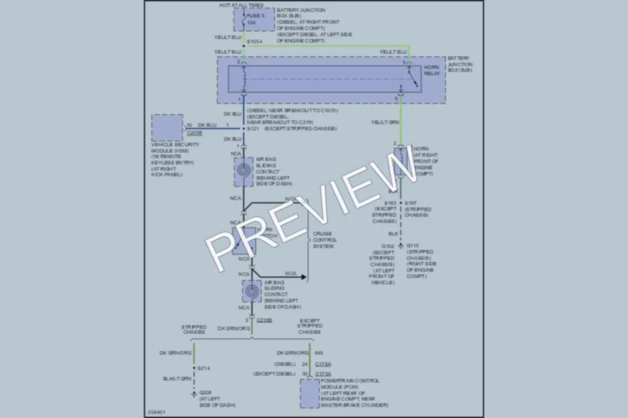 2005 Ford E150 Horn wiring diagram preview