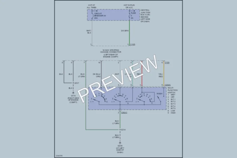2005 Ford E350 Super Duty Wiper Washer wiring diagram preview