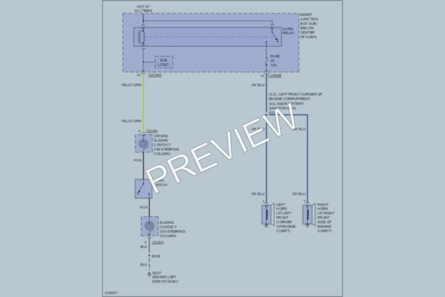 2005 Ford EscapeHybrid Horn wiring diagram preview