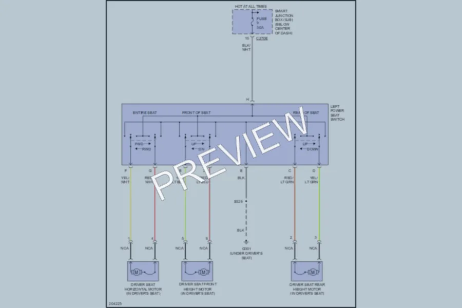 2005 Ford EscapeHybrid Power Seats wiring diagram preview