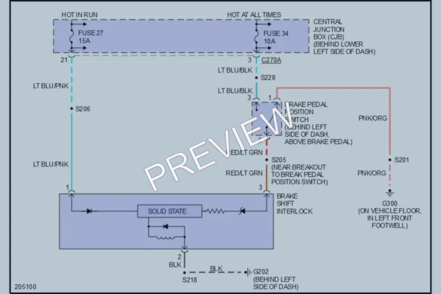 2005 Ford Excursion Shift Interlock wiring diagram preview