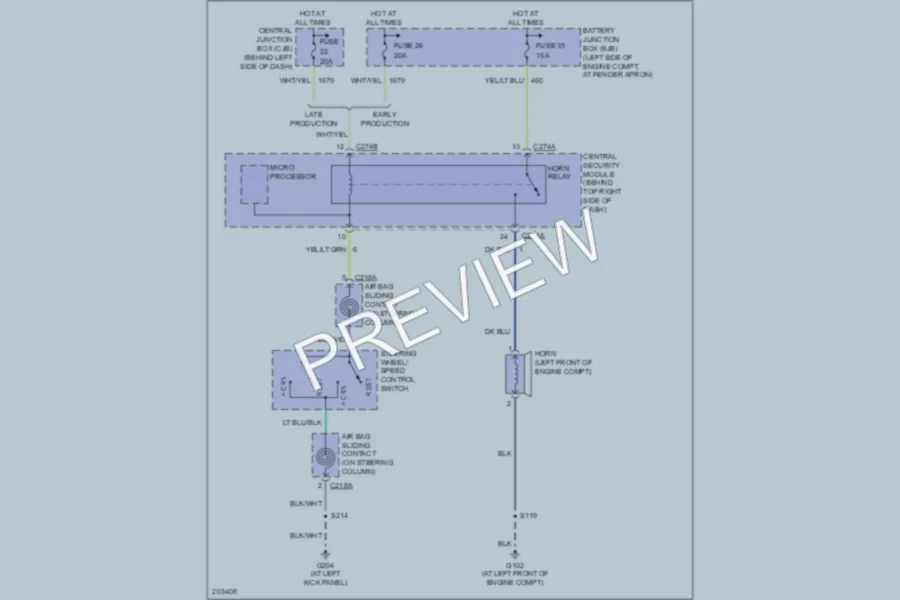 2005 Ford ExplorerSportTrac Horn wiring diagram preview