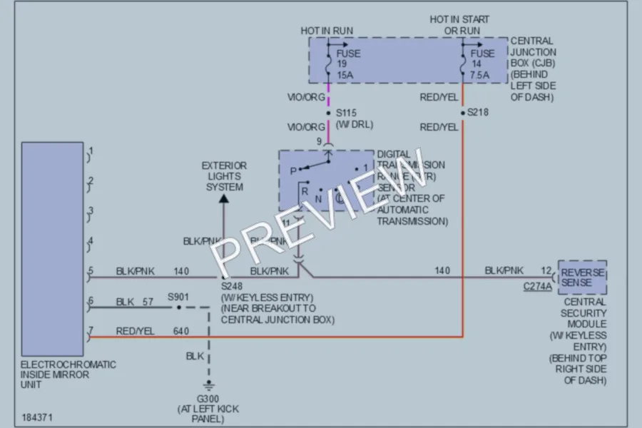 2005 Ford ExplorerSportTrac Power Mirrors wiring diagram preview