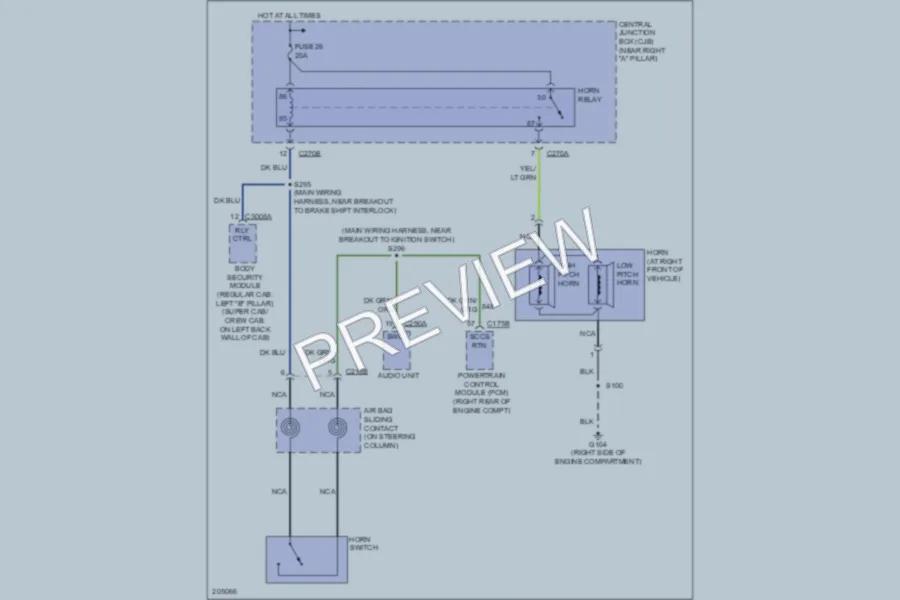 2005 Ford F150 Horn wiring diagram preview